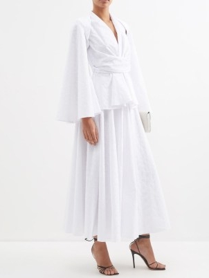 E.STOTT River embroidered cotton skirt in white | flared hem maxi skirts | occasion clothes with volume