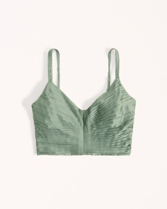 Abercrombie & Fitch Cropped Satin Set Top Green ~ women’s bralette style crop tops