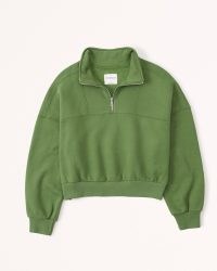 Abercrombie & Fitch Essential Mini Sunday Half-Zip in Green ~ womens pullover sweatshirt tops ~ women’s sweatshirts