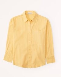Abercrombie & Fitch Oversized Linen-Blend Shirt in Yellow – womens curved hem shirts