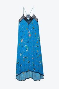 Zadig & Voltaire Risty Dress in Azur | blue floral lace trimmed slip dresses | strappy fashion | skinny shoulder straps