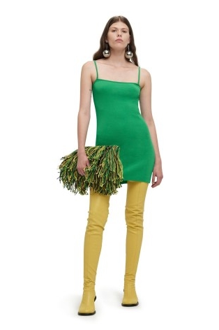 SIMON MILLER YAYA DRESS in Grass Green ~ spaghetti shoulder strap mini dresses ~ skinny strap clothes ~ strappy fashion