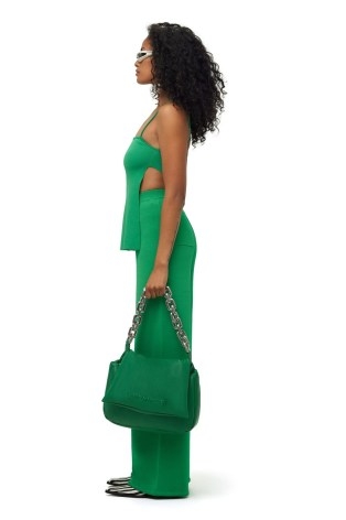 SIMON MILLER ZO ZO TOP GRASS GREEN ~ knitted spaghetti shoulder strap tops ~ bandeau back detail ~ strappy knits - flipped