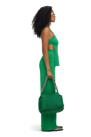SIMON MILLER ZO ZO TOP GRASS GREEN ~ knitted spaghetti shoulder strap tops ~ bandeau back detail ~ strappy knits