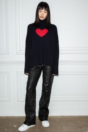 Zadig & Voltaire Alma Jumper in Encre | heart motif high neck jumpers | women’s sweaters