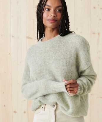 JENNI KAYNE Cocoon Crewneck in Thyme ~ women’s light green sweaters ~ womens slouchy oversized fit jumpers ~ luxury knitwear ~ luxe knits - flipped