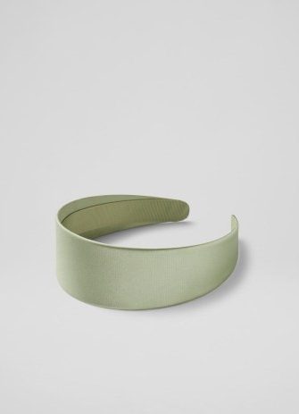 L.K. BENNETT Ariah Green Satin Wide Headband / smooth headbands / women’s hair accessories