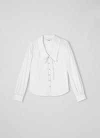 L.K. BENNETT Beecham White Cotton Collar Blouse ~ vintage style blouses ~ womens tops with oversized collars