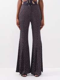 PROENZA SCHOULER High-rise flare-leg polka-dot trousers in black / women’s floaty spot print flares / womens tailored pants with exaggerated flared leg / luxury fashion