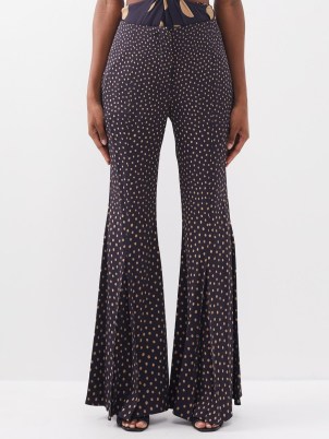 PROENZA SCHOULER High-rise flare-leg polka-dot trousers in black / women’s floaty spot print flares / womens tailored pants with exaggerated flared leg / luxury fashion