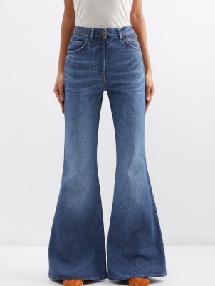 CHLOÉ Bootcut flared-leg jeans in blue ~ women’s denim flares - flipped