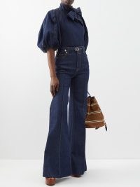 ZIMMERMANN High-rise wide-leg jeans in blue | women’s 70s style flares | womens retro look fashion | casual denim clothes