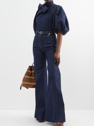ZIMMERMANN High-rise wide-leg jeans in blue | women’s 70s style flares | womens retro look fashion | casual denim clothes - flipped