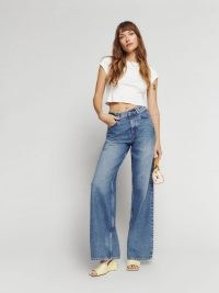 Reformation Cary High Rise Slouchy Wide Leg Jeans in Colorado | women’s blue denim clothing | womens casual fashion