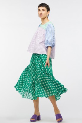 gorman Checked Chick Skirt / green and white checked skirts / women’s recycled fabric fashion / womens sustainable clothes