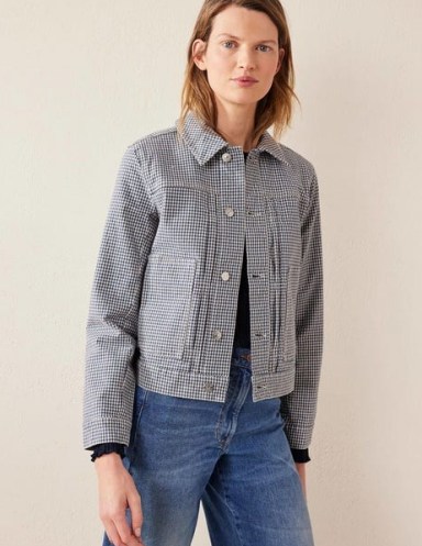 Boden Chore Jacket in Check – women’s checked collared jackets – womens workwear style clothes - flipped