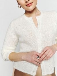 Reformation Clara Crew Cardigan in White ~ women’s luxury cardigans ~ luxe knitwear ~ alpaca wool cardi