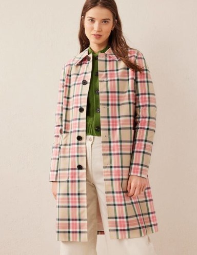 Boden Collared Check Cotton Coat ~ pink checked coats ~ women’s outerwear - flipped