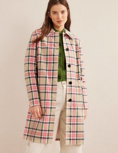 Boden Collared Check Cotton Coat ~ pink checked coats ~ women’s outerwear