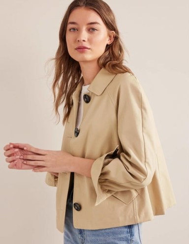 Boden Cotton Trench Jacket in Stone ~ women’s lightweight jackets for spring 2023