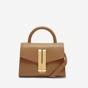DeMellier The Nano Montreal in Deep Toffee Smooth Leather ~ small brown crossbody ~ mini top handle handbags ~ luxury cross body bags