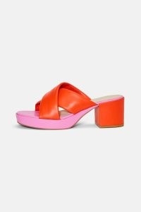 gorman Dont Cross Me Heel Orange/Pink / block heeled mules / colour block platform sandals