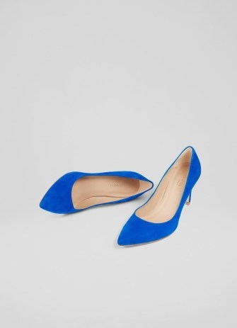 L.K. BENNETT Floret Blue Suede Pointed Toe Courts – court shoes – women’s occasion footwear - flipped