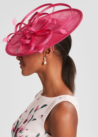 HOBBS FREYA FASCINATOR Bright Pink ~ special occasion fascinators ~ mother of the bride hats - flipped