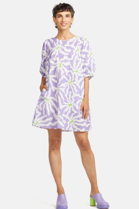 gorman x Meg Fransee Garden Party Dress – printed organic cotton seersucker smock dresses – women’s floral print clothes - flipped