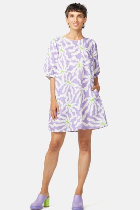 gorman x Meg Fransee Garden Party Dress – printed organic cotton seersucker smock dresses – women’s floral print clothes