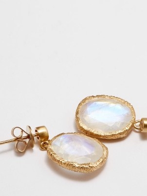 JADE JAGGER Maiden moonstone & 18kt gold earrings – luxe oval drops with moonstones – womens fine jewellery - flipped