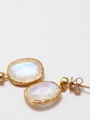 JADE JAGGER Maiden moonstone & 18kt gold earrings – luxe oval drops with moonstones – womens fine jewellery