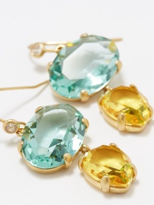 ROXANNE ASSOULIN The Little Jewel crystal & gold-plated earrings – womens occasion jewellery – luxury look drops with blue and yellow crystals – luxe looks - flipped
