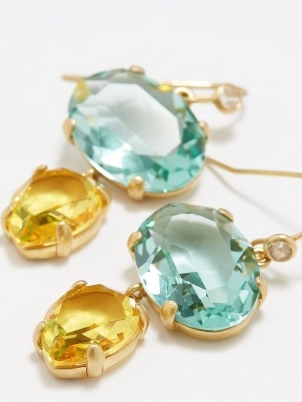 ROXANNE ASSOULIN The Little Jewel crystal & gold-plated earrings – womens occasion jewellery – luxury look drops with blue and yellow crystals – luxe looks