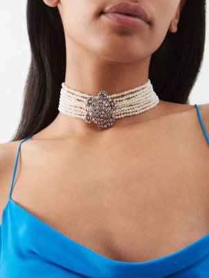 BEGÜM KHAN Turtle faux-pearl & 24kt gold-plated choker – statement chokers – women’s designer jewellery