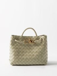 BOTTEGA VENETA Andiamo small Intrecciato-leather handbag in green ~ pistachio coloured handbags ~ luxury bags