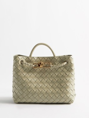 BOTTEGA VENETA Andiamo small Intrecciato-leather handbag in green ~ pistachio coloured handbags ~ luxury bags - flipped