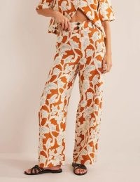 Boden Highbury Linen Trousers in Rust, Paisley Whirl / women’s floral print clothes