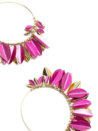 Isabel Marant leaf hoop earrings in pink ~ women’s gold tone hoops ~ womens designer jewellery ~ boho fashion ~ bohemian accessories - flipped