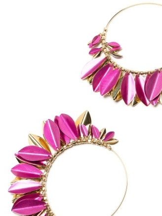 Isabel Marant leaf hoop earrings in pink ~ women’s gold tone hoops ~ womens designer jewellery ~ boho fashion ~ bohemian accessories