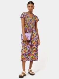 JIGSAW Rave Floral Jersey Dress / women’s multicolored short sleeve dresses