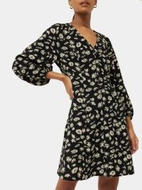 JIGSAW Aster Floral Short Dress in Black / women’s flower print dresses