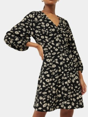 JIGSAW Aster Floral Short Dress in Black / women’s flower print dresses
