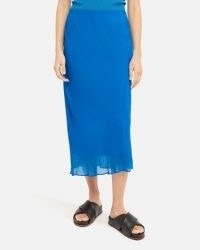 JIGSAW Crinkle Bias Maxi Skirt in Blue – women’s sheer overlay skirts
