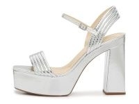 Jessica Simpson Bautista Platform Sandal in Silver Metallic Snake Print ~ chunky disco platforms ~ shiny high block heel party sandals