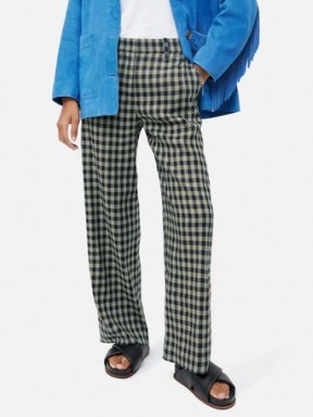 JIGSAW Linen Check Dale Trouser in Green / women’s checked trousers / womens casual clothes