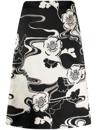 Jil Sander two-tone floral-print skirt / womens monochrome A-line skirts / women’s designer clothes / luxury clothing