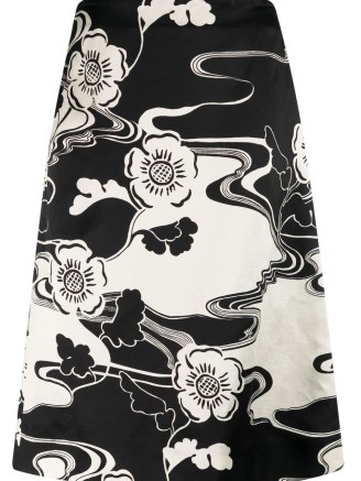 Jil Sander two-tone floral-print skirt / womens monochrome A-line skirts / women’s designer clothes / luxury clothing - flipped