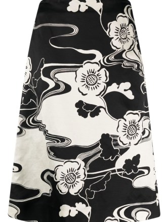 Jil Sander two-tone floral-print skirt / womens monochrome A-line skirts / women’s designer clothes / luxury clothing