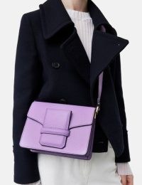 JIGSAW Ada Leather Crossbody Bag in Purple ~ boxy shoulder bags ~ women’s cross body ~ womens lilac handbags